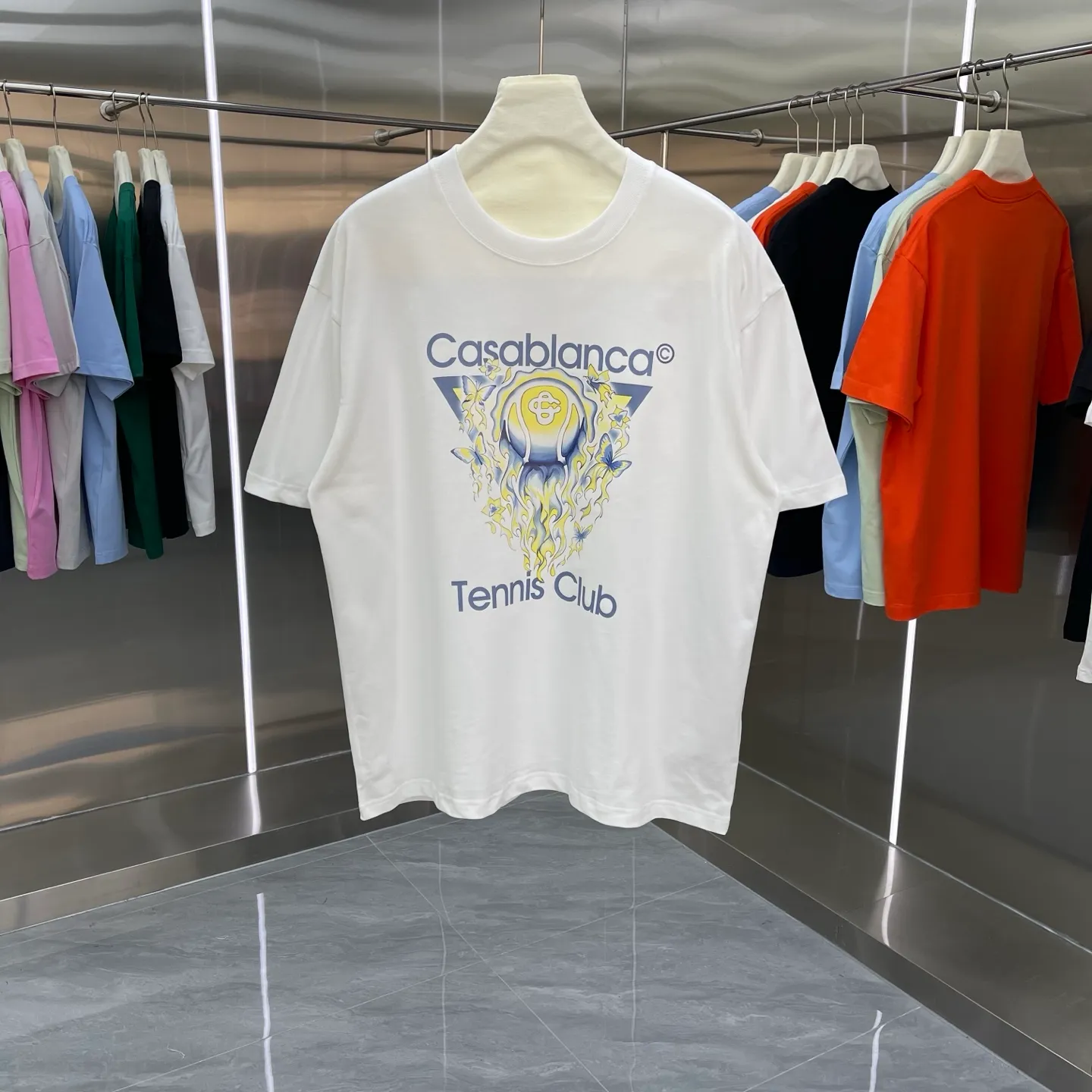 New Arrival Casablanca Classic Series T ～ ， ， 。 ， Classic ， In Stock ！ ：White Black Light Green Blue Orange（5 ） Size：S M L XL XXL